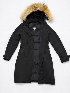 Canada Goose Black Long Parka with Natural Fur Trim